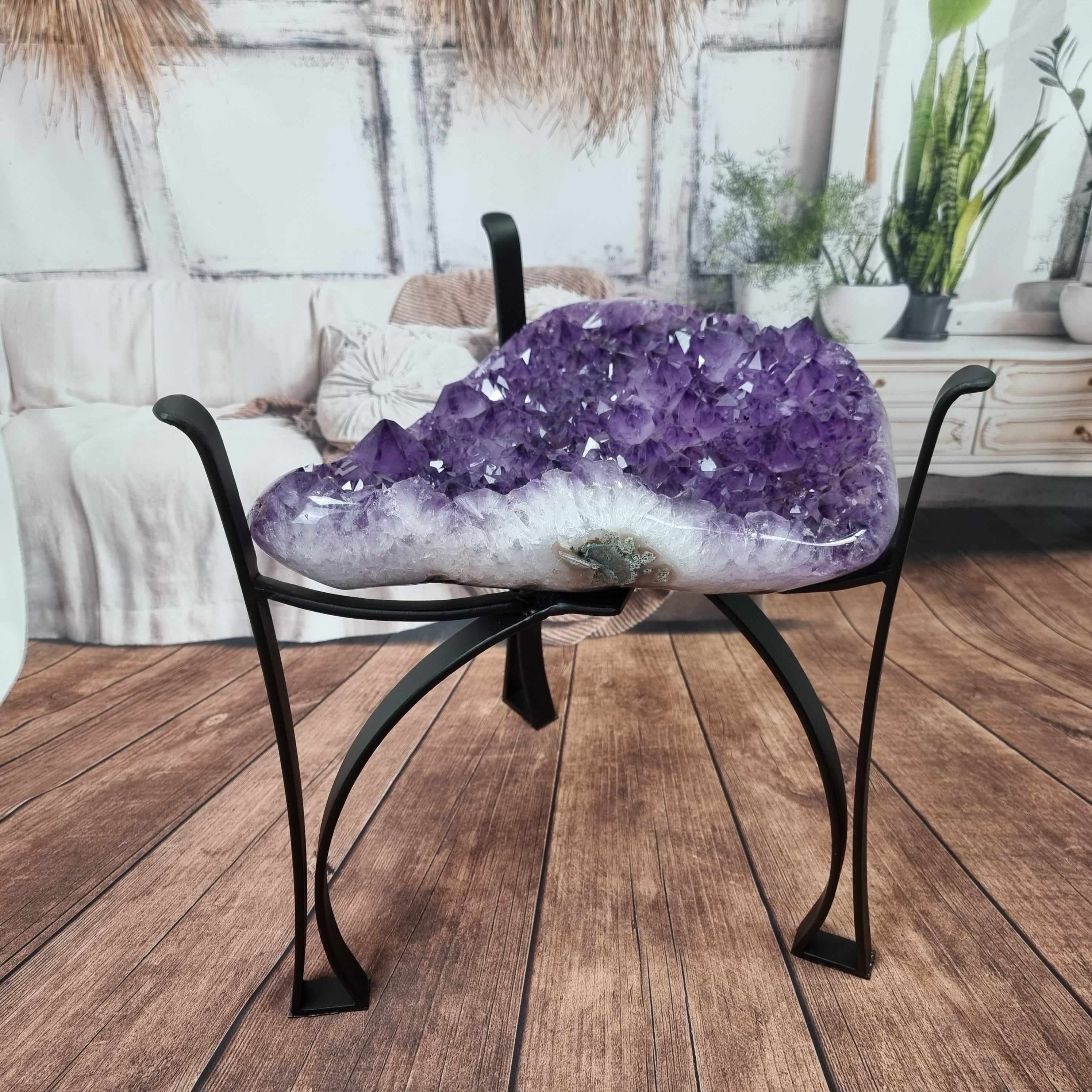 Amethyst Coffee Table with iron base and height of 45 cm Extra