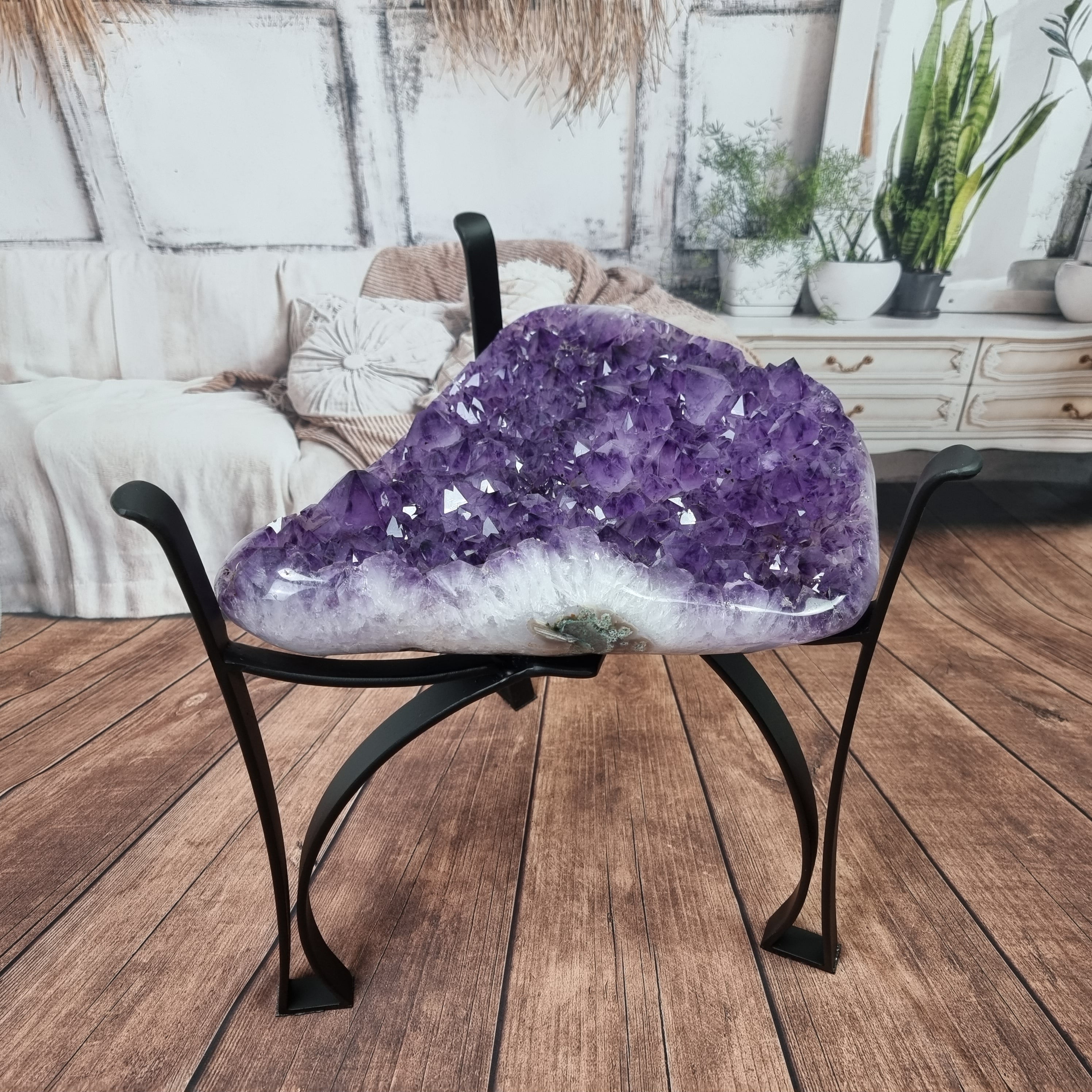 Amethyst Coffee Table with iron base and height of 45 cm Extra