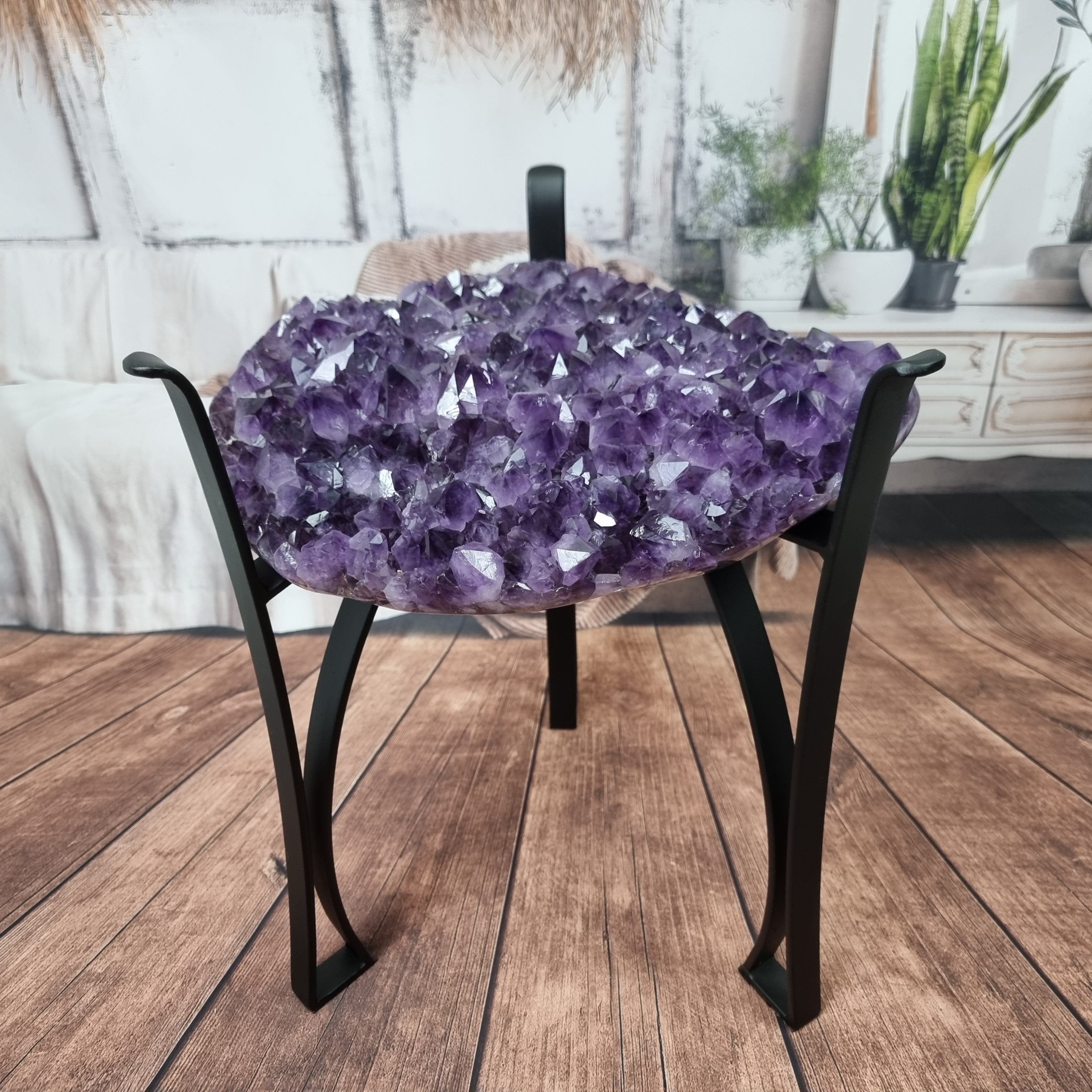 Amethyst Coffee Table with iron base and height of 45 cm - Super Extra Quality