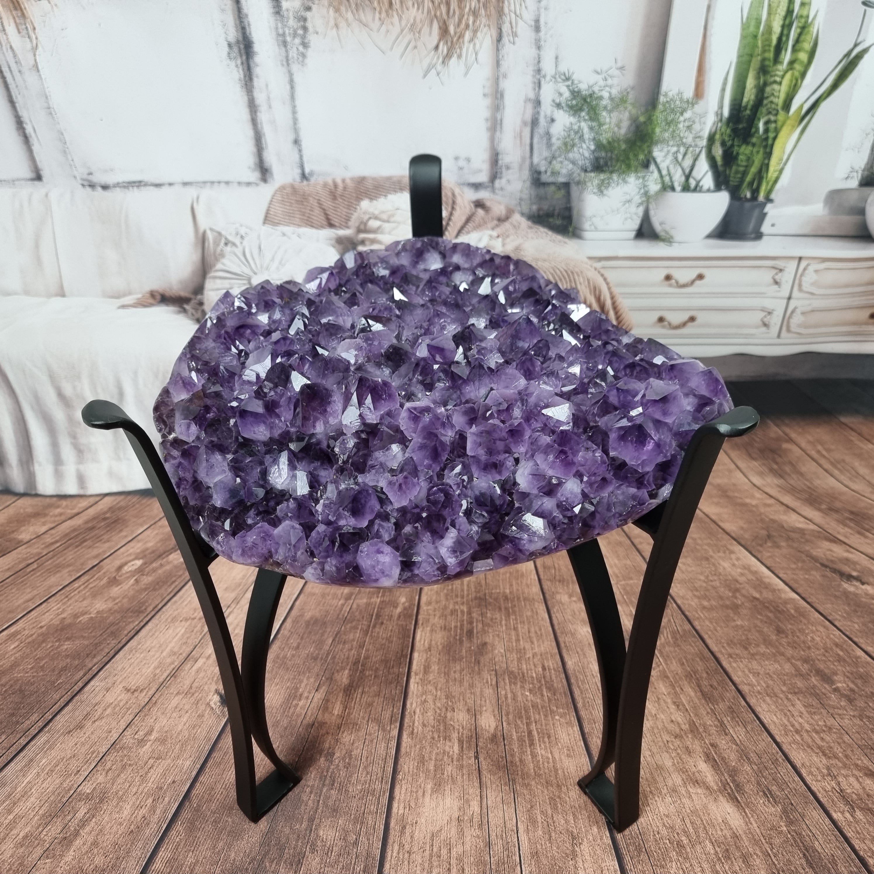 Amethyst Coffee Table with iron base and height of 45 cm - Super Extra Quality