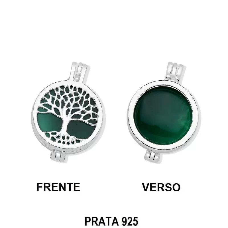 Colar Relicário Facetado Locket em Prata