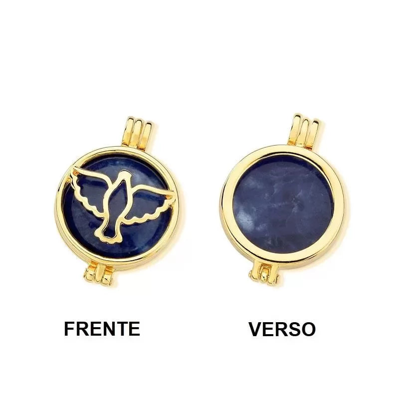 Colar Relicário Facetado Locket folheado a ouro