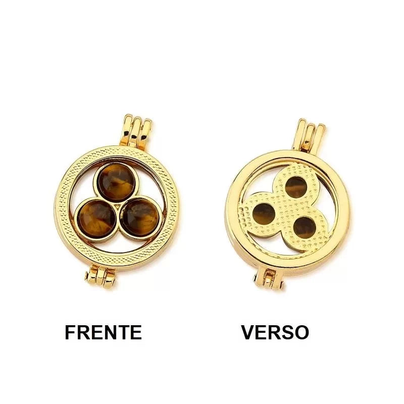 Colar Relicário Facetado Locket folheado a ouro