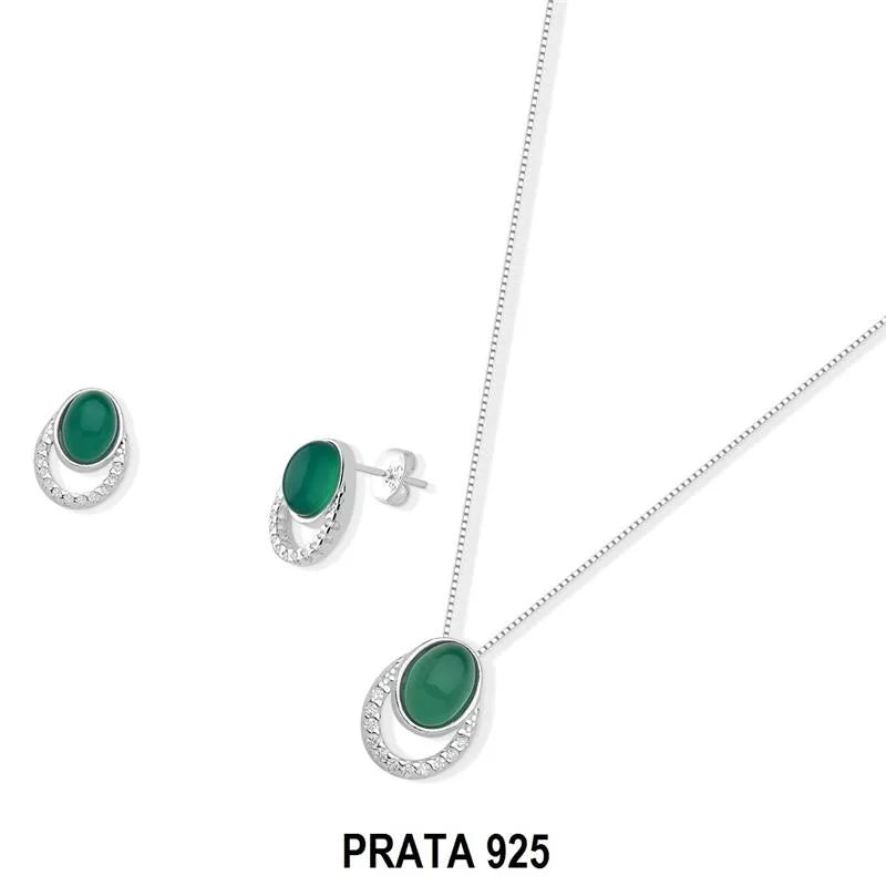 Conjunto de Brinco e Colar em Prata 925