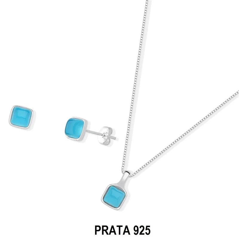 Conjunto de Brinco e Colar em Prata 925