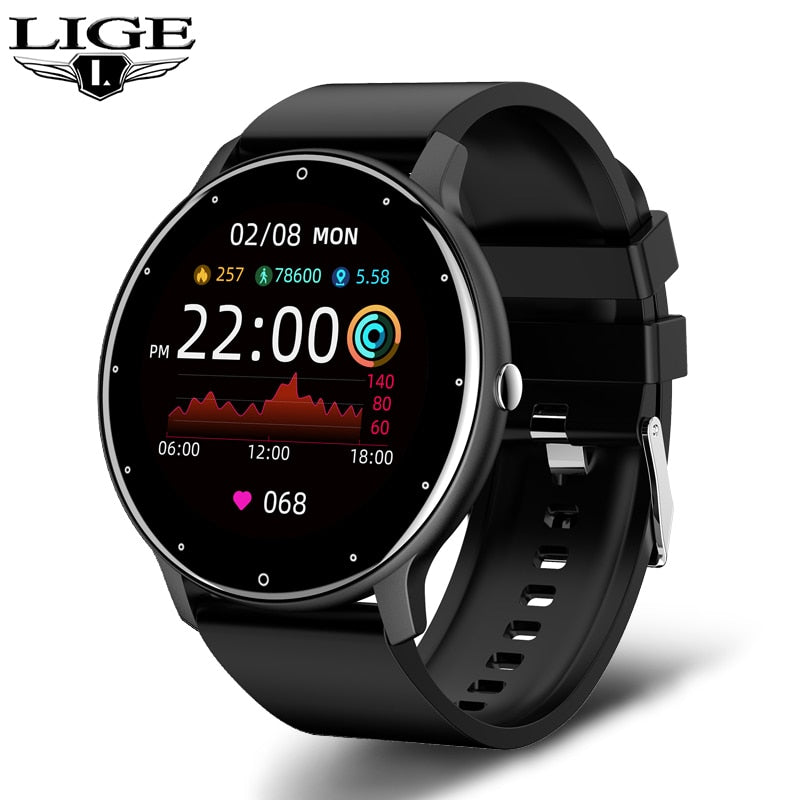 Relógio inteligente masculino tela toque esporte fitness watch ip67 à prova d'água bluetooth para android ios smartwatch