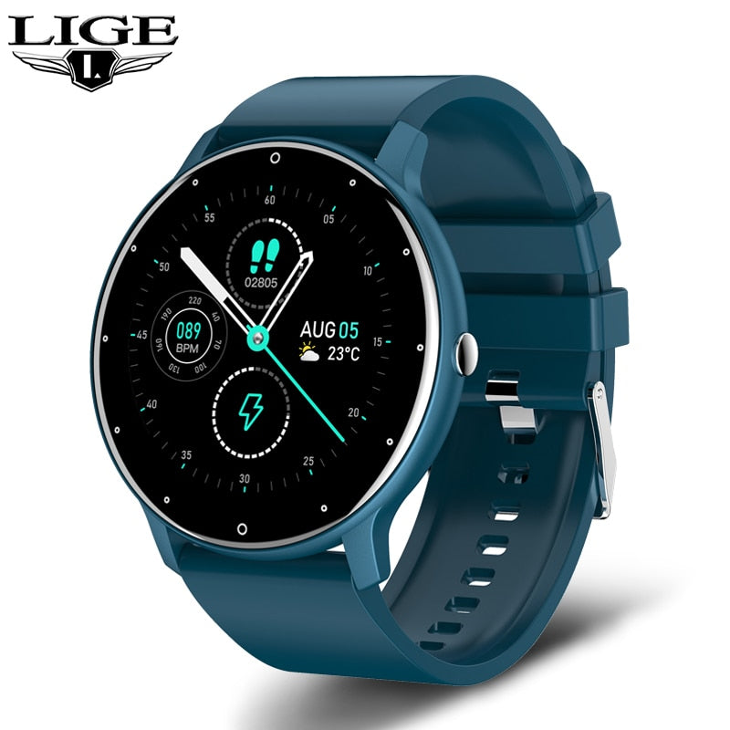 Relógio inteligente masculino tela toque esporte fitness watch ip67 à prova d'água bluetooth para android ios smartwatch