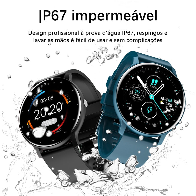 Relógio inteligente masculino tela toque esporte fitness watch ip67 à prova d'água bluetooth para android ios smartwatch