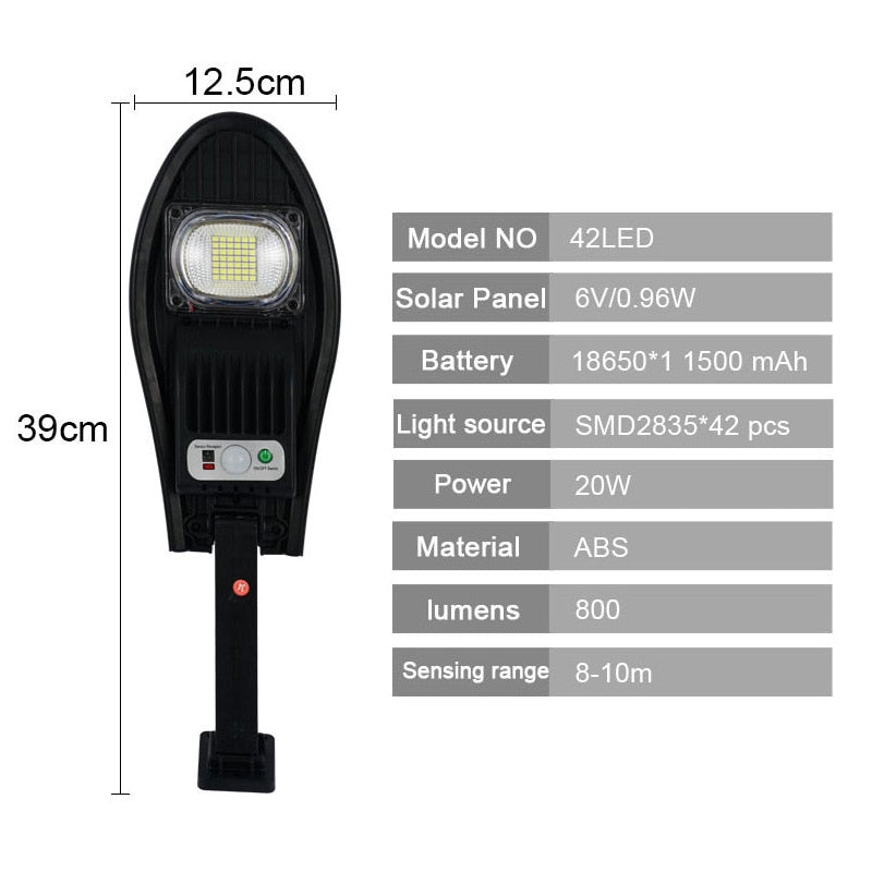 LED de Rua 20000LM Super Brilho 520 LEDs Sensor Movimento Controle Remoto